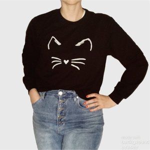 Cat Sweatshirt TSchunyifang Size Medium Black